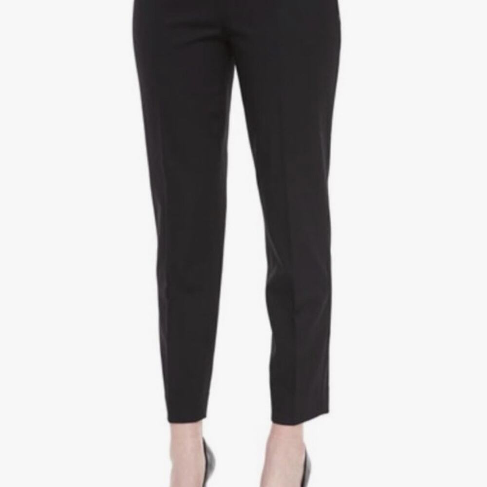 Ralph Lauren collection Black wool Slim flat front side zip Ankle Pants size 4